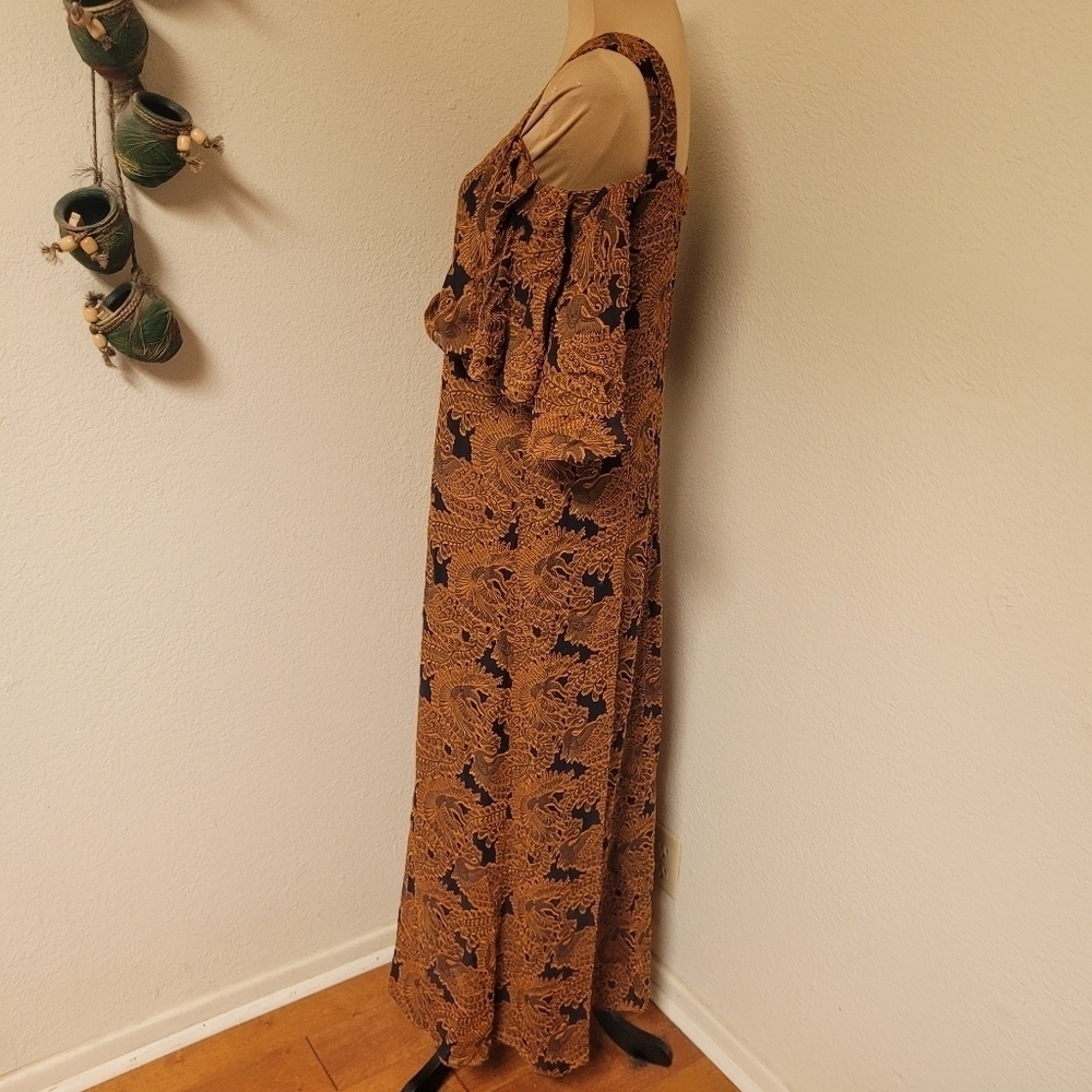 & Other Stories Blue and Gold Brocade Dress - Picture 4 of 6